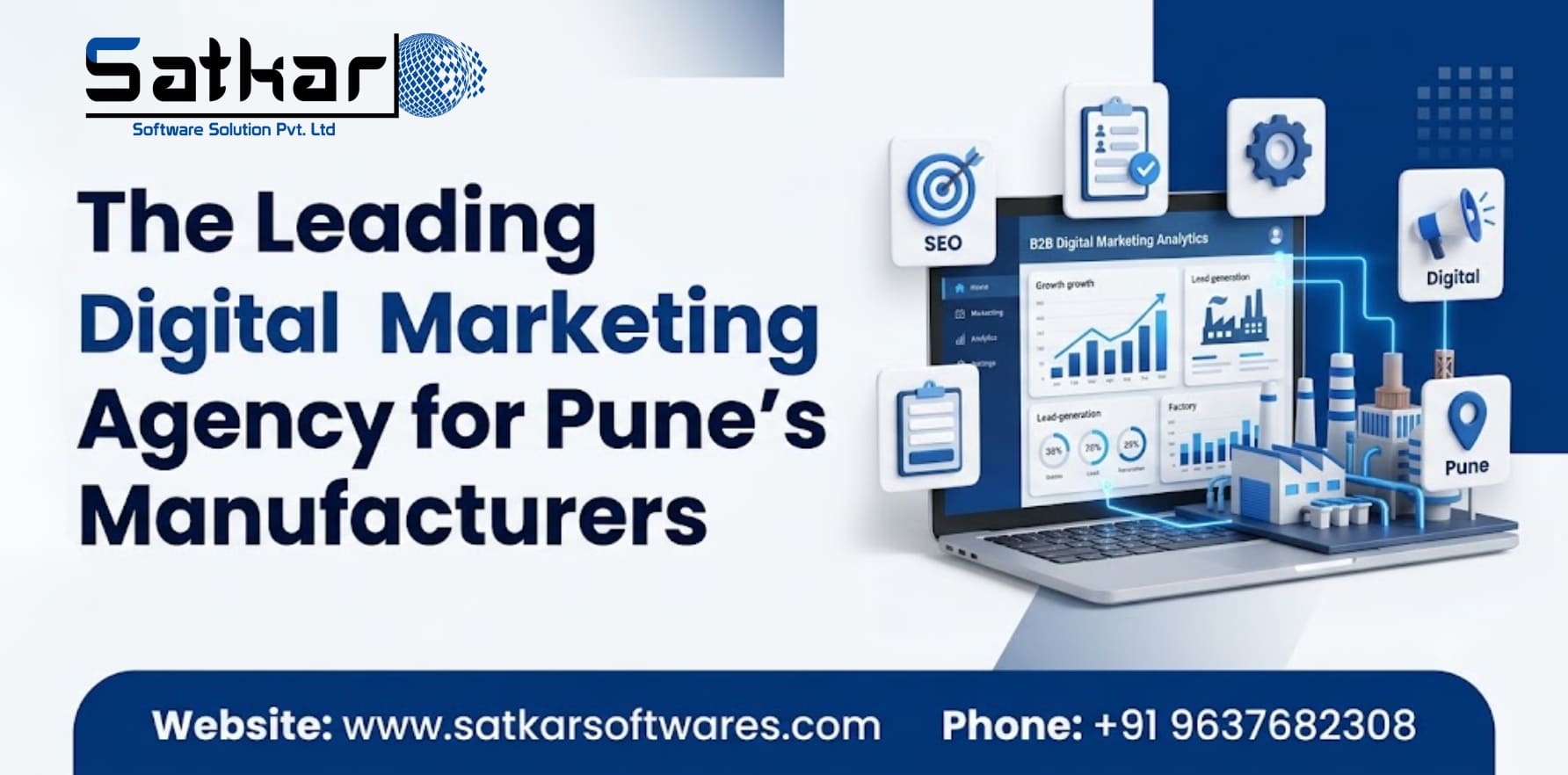Marketing analytics dashboards on a laptop for Pune manufacturing companies