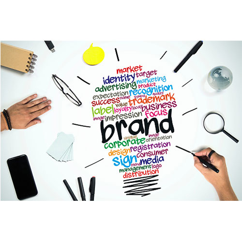 Business brand identity on website including logo and services