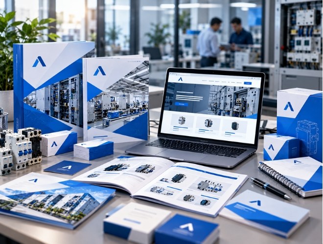 Branded brochures and folders for an electrical products company