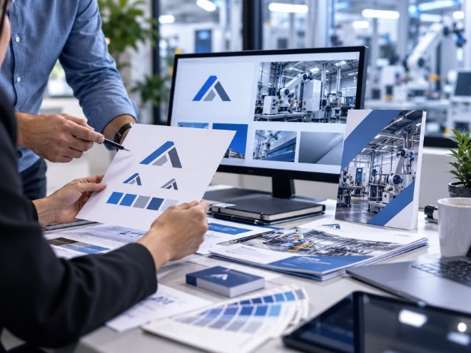 Brand identity brochures and logo designs for an automation company