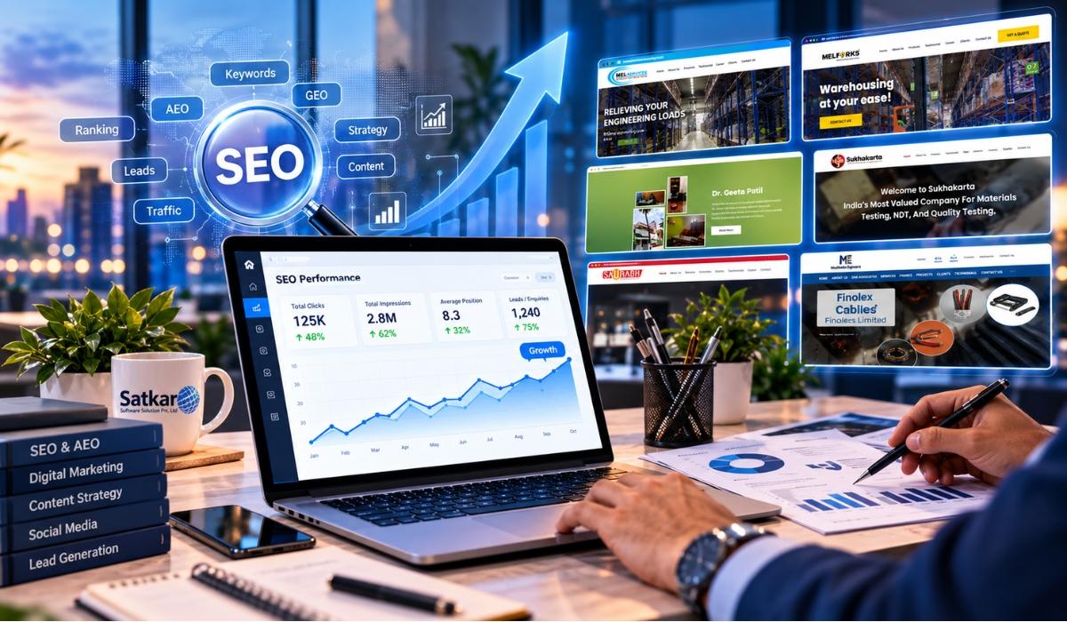 Person reviewing SEO analytics dashboards on a laptop