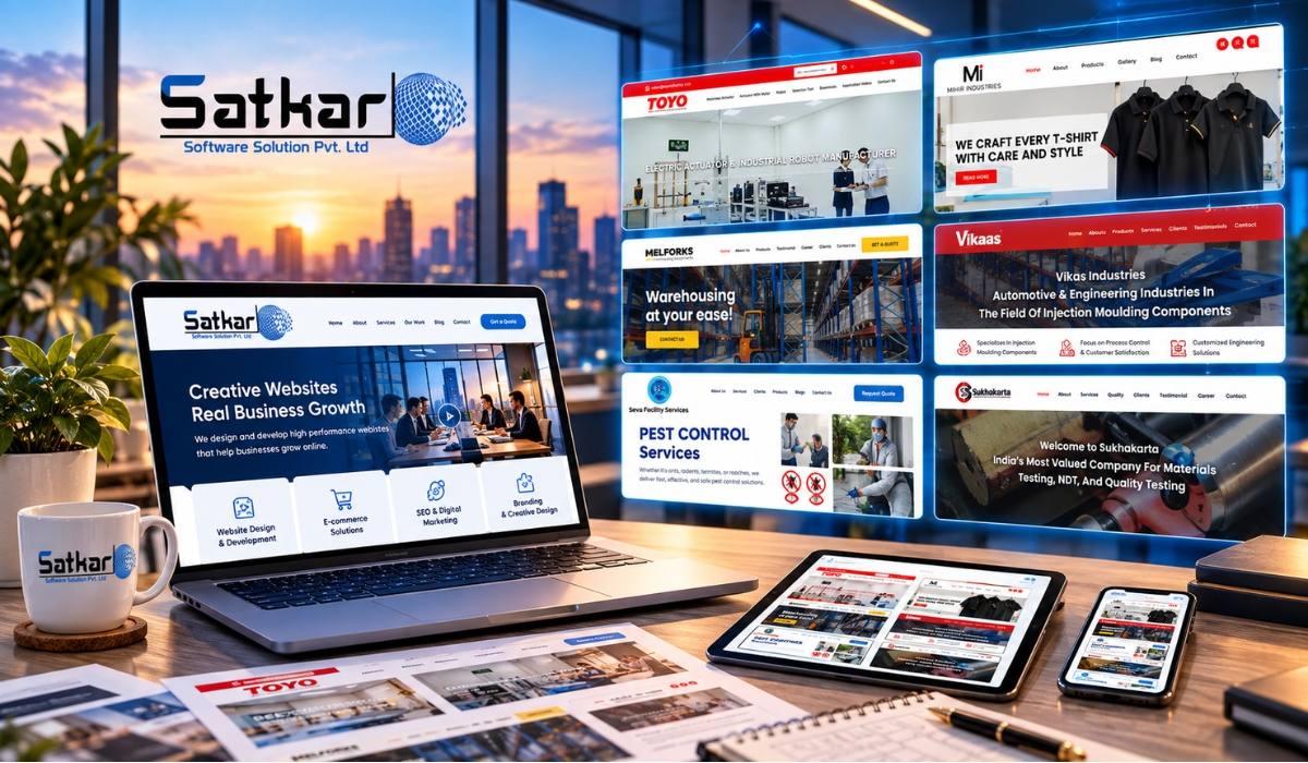 Laptop, tablet and phone with client websites by Satkar